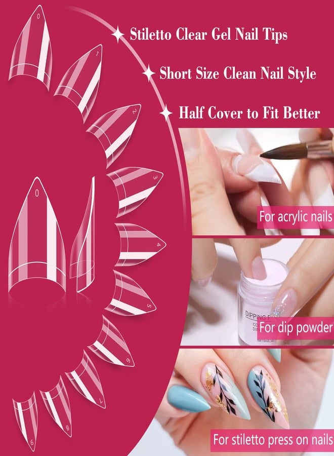 LIONVISON 500PCS Short Stiletto Nail Tips for Acrylic Nails Professional, Extra Short Clear False Nails French Tips Artificial Nail Extension for Manicure Nail Salon Supplies DIY Home,10 Sizes - Image 4